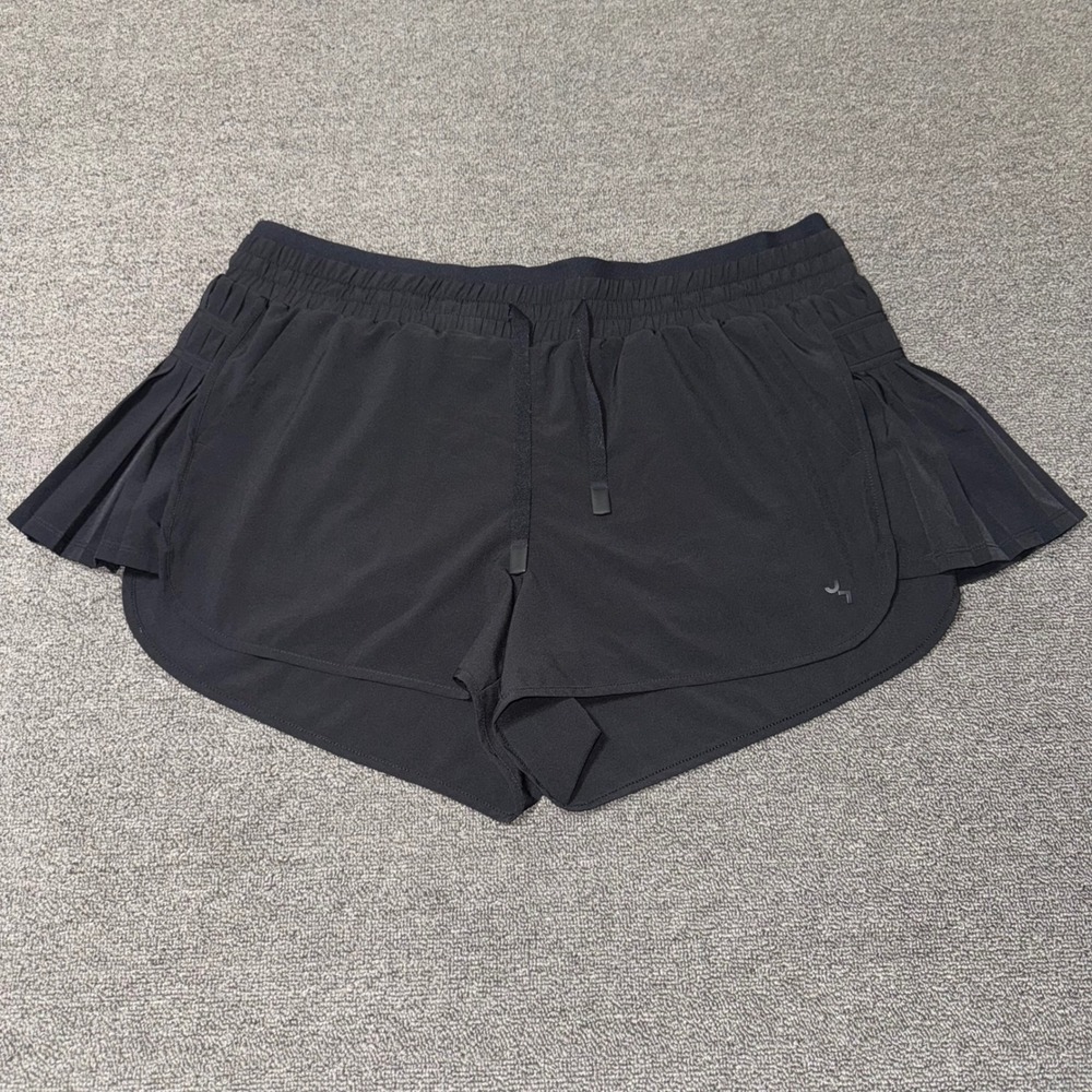Joy Lab Black Pleated Side Running Shorts Women XXL Athletic Workout Lined